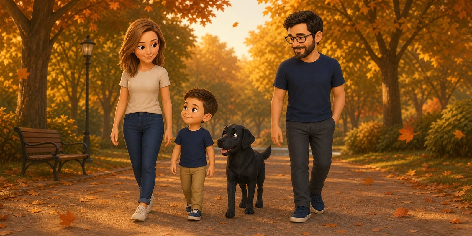 The whole family together in the story