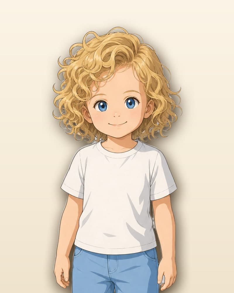 The same child drawn in the Anime style