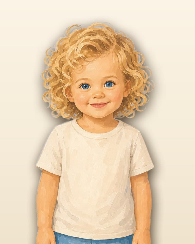The same child drawn in the Gouache Painterly style
